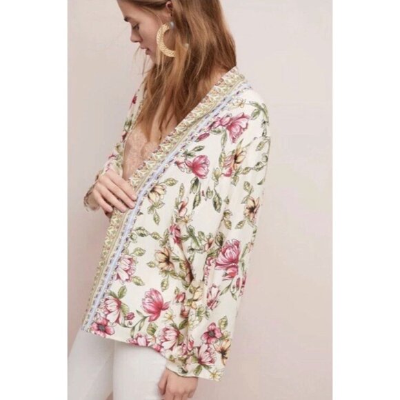 Anthropologie Akemi + Kin Idalia Kimono One Size Floral Dolman Bohemian Boho - Picture 3 of 13